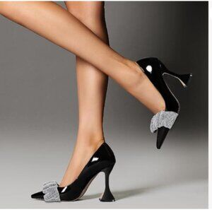YDN Black Pointed Toe Slip on Pumps Special High Heel Shoe Party Prom Dress Lady
